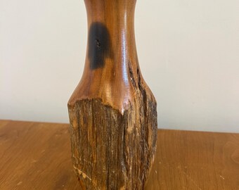 Reclaimed Wood Vase Candle Holder, Rustic Natural Edge Decor, 100 Year Old Fence Post