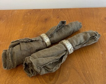 Set of 8 Vintage Ceramic Napkin Rings, Rustic Speckled Glaze Table Decor