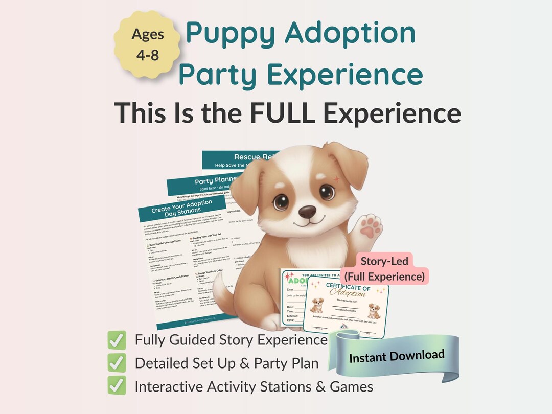 Puppy Adoption Party Experience Printable | Dog Birthday Activities ...