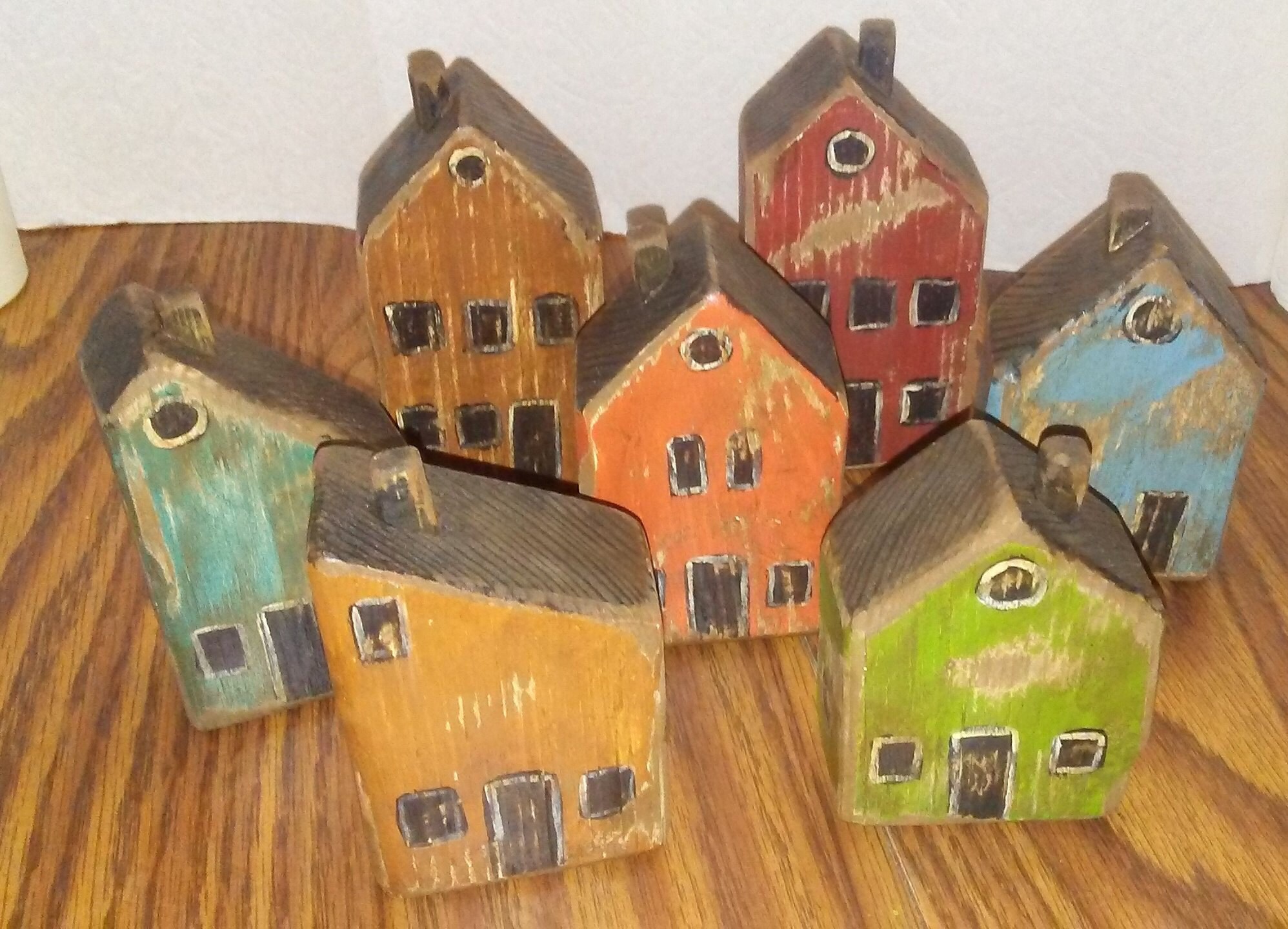Small houses scrap wood shelf sitters Western village Etsy