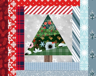 Foundation Paper Piecing Pattern, Scrappy Quilt,FPP Pattern, PDF Download, Beginner Pattern, Foundation Paper Piecing Kit, Tree Log Cabin