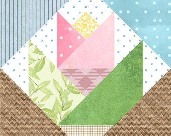Foundation Paper Piecing Pattern, Scrappy Quilt,FPP Pattern, PDF Download, Beginner Pattern, Foundation Paper Piecing Kit - Flower Block