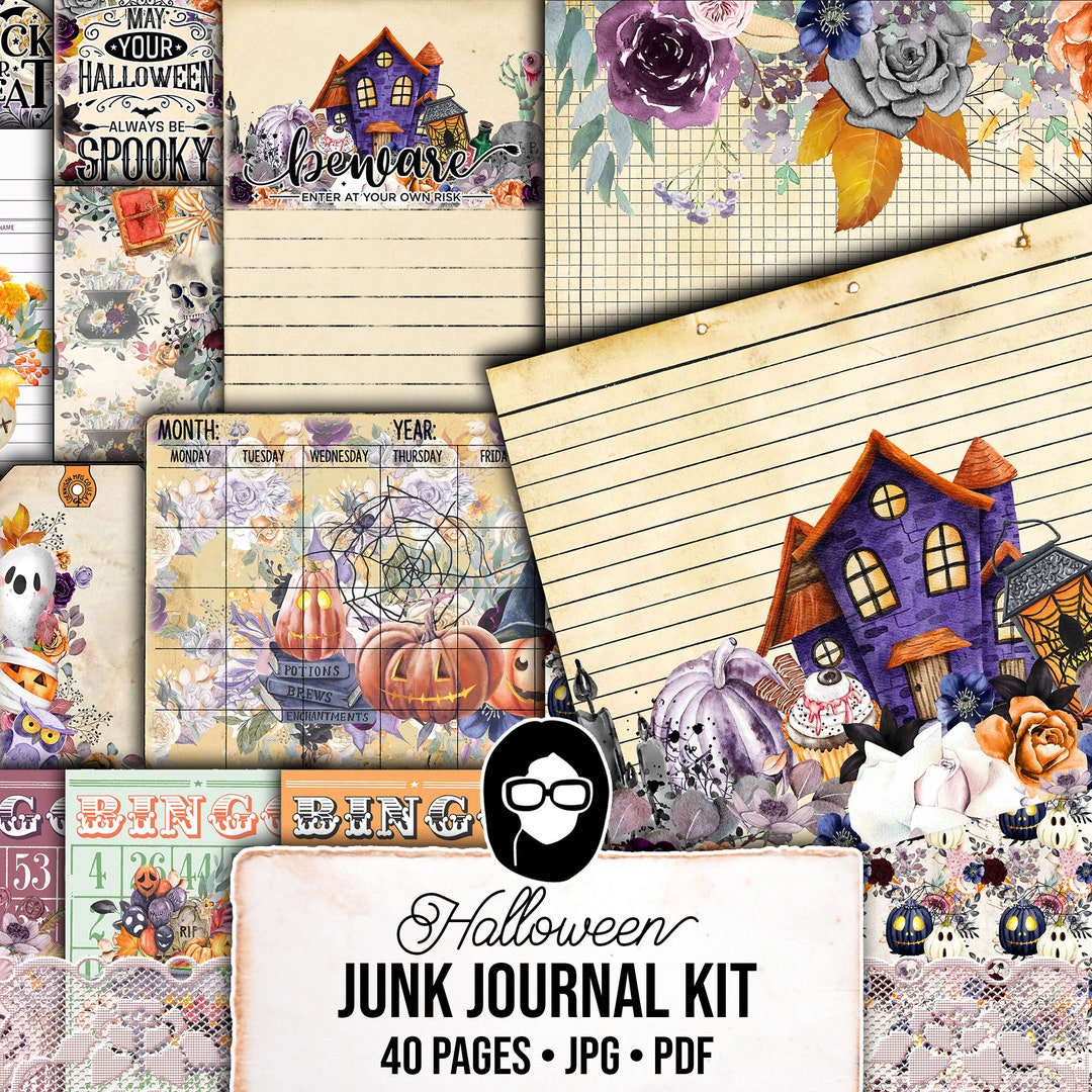 Halloween Junk Journal Kit, Halloween Ephemera -40pg Digital Download ...