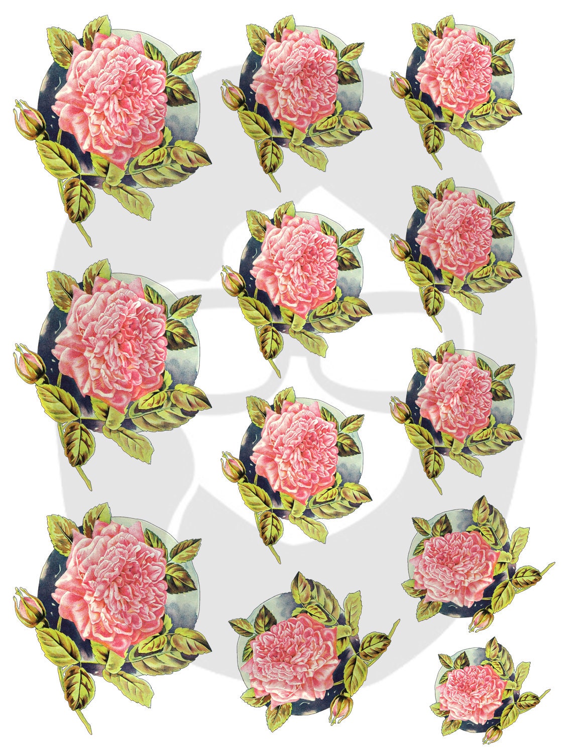 Download Decoupage Flowers Set #24 - 7 Page Instant Download - pink ...