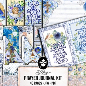 Faith Junk Journal Kit, Scripture Ephemera -40pg Digital Download- Religious Note Cards, Catholic Cross, Prayer Quotes, Bible Verse Cards
