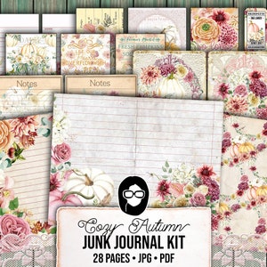 Fall Digital Paper, Autumn Journal Kit-28pg Digital Download- Thanksgiving Pumpkin, Fall Harvest, Pumpkin Journal Pages, Fall Journaling Kit