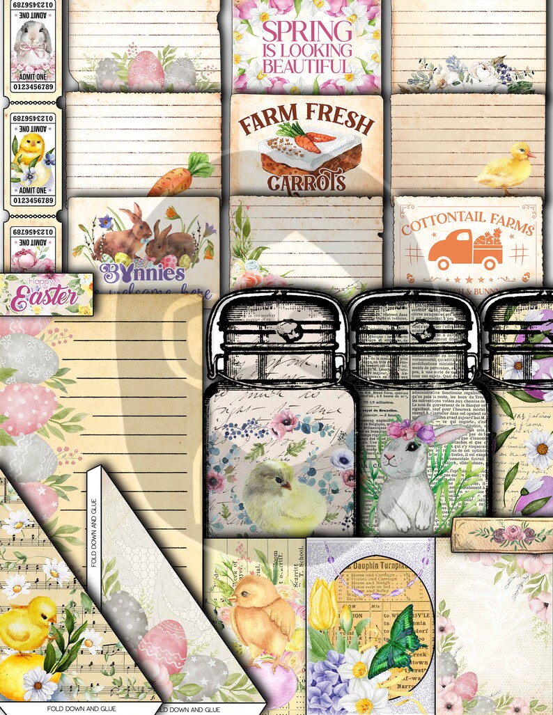 Easter Junk Journal, Spring Journal Kit -40pg Digital Download- Pastel ...