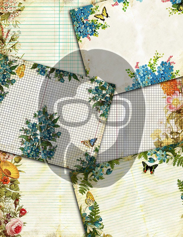 Printable Junk Journal Kit, Pages & Ephemera Bundle #16 -46pg Digital ...