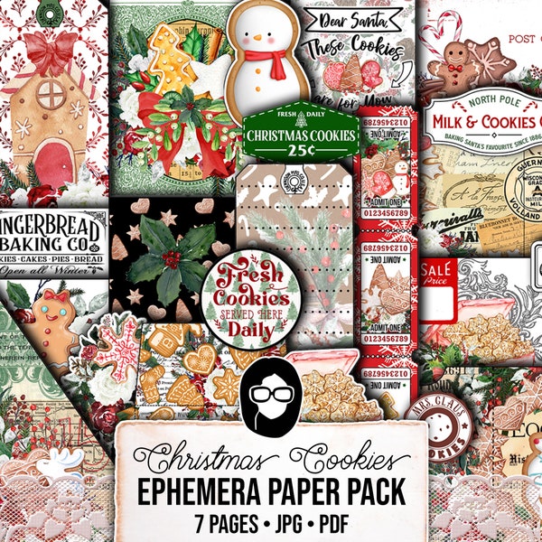 Christmas Printables, Ephemera Fussy Cuts -7pg Digital Download- Junk Journal DIY Kit, Pockets, Envelopes, Labels, Tags, Cards, Titles, Red