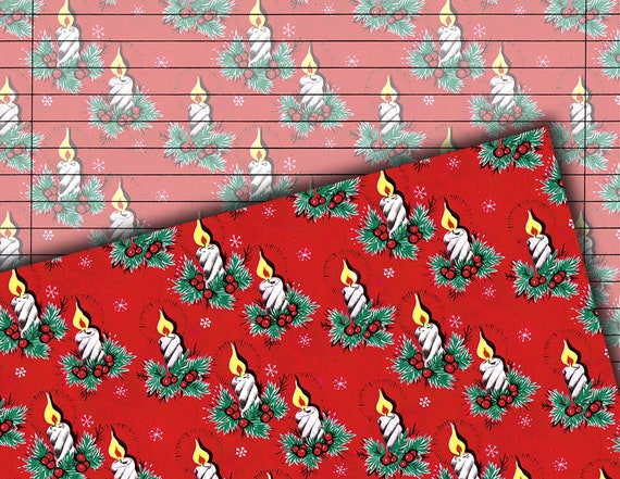 journal refill pages Set #68-17 Pg Instant Download- clipart christmas junk journal kit Vintage Christmas Gift Wrapping Paper