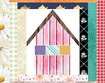 Birdhouse #1, Foundation Paper Piecing Pattern, Scrappy Quilt,FPP Pattern, PDF Download, Beginner Pattern, Foundation Paper Piecing Kit
