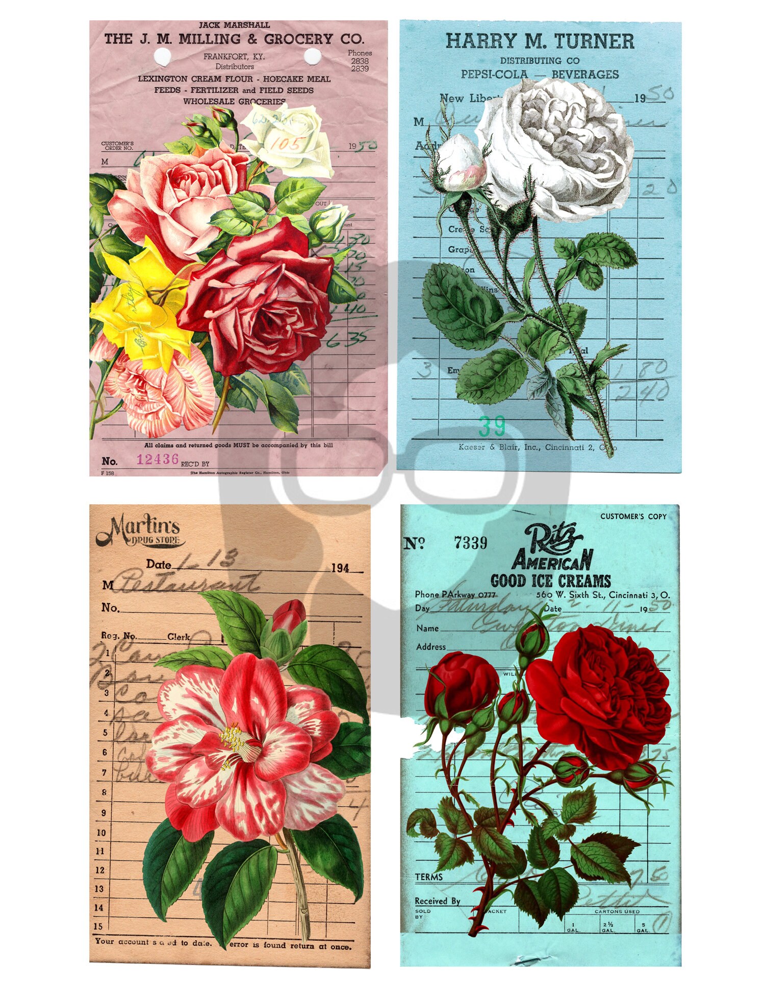 Download Printable Vintage Receipts - Set #1 - 3 Pg Instant ...