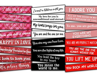 Junk Journal Labels, Valentine's Quotes, S11 -10pg Digital Download- Quotes About Love, Scrapbook Titles, Ephemera Words, Fussy Cut Words