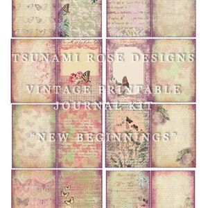 Journaling Pages New Beginnings 27 Journal Pages digital paper packs, grungy digital pages, lined notebook, journal pages image 2