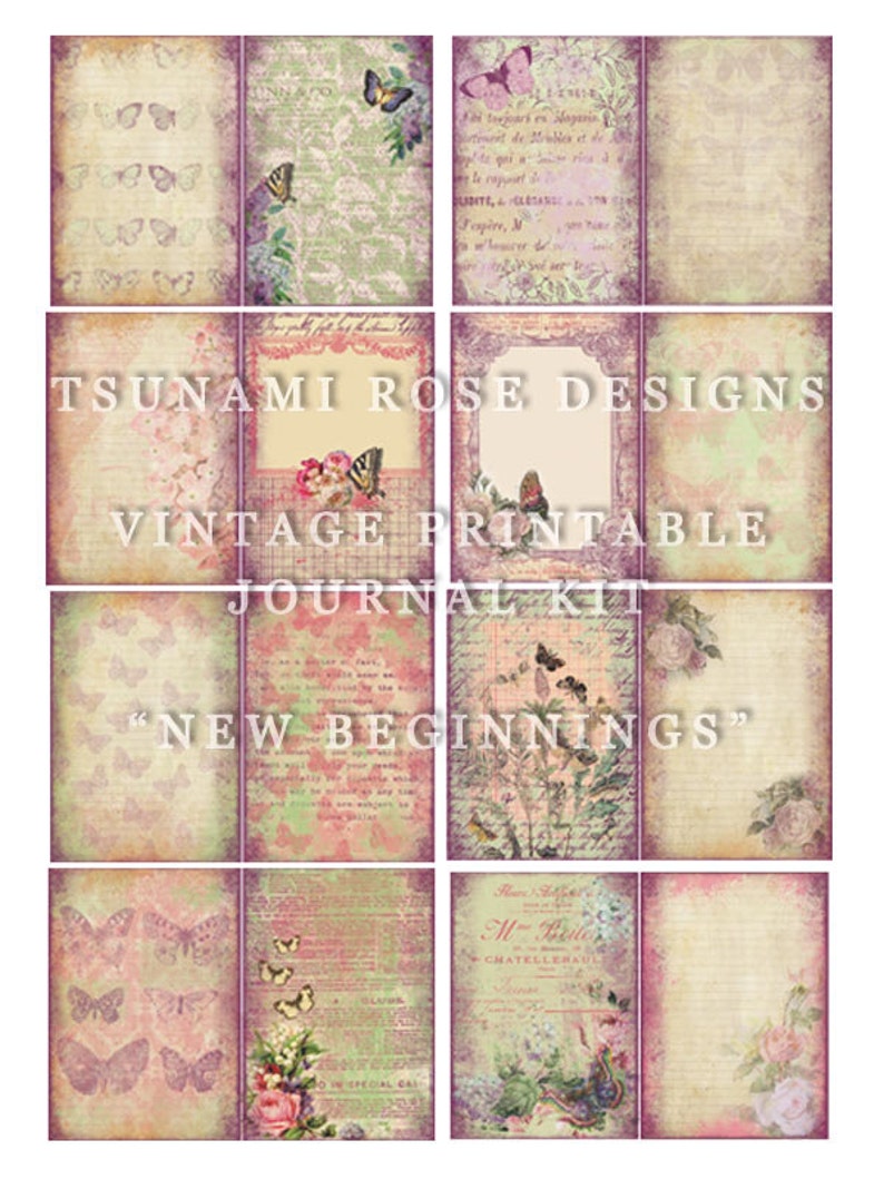 Journaling Pages New Beginnings 27 Journal Pages digital paper packs, grungy digital pages, lined notebook, journal pages image 2