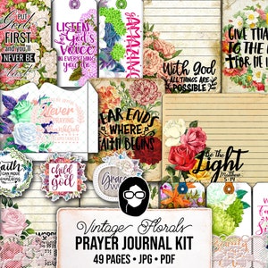 Ephemera for Bible Journaling, Jesus Quotes -49pg Digital Download- Faith Junk Journal Kit, Religious Verses, Scripture Encouragement Cards