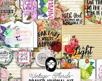 Ephemera for Bible Journaling, Jesus Quotes -49pg Digital Download- Faith Junk Journal Kit, Religious Verses, Scripture Encouragement Cards