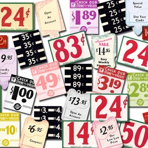 Vintage Price Tag Ephemera Pack - Set #48- 9 Page Instant Download - junk journal kit,ephemera paper pack, printable price labels