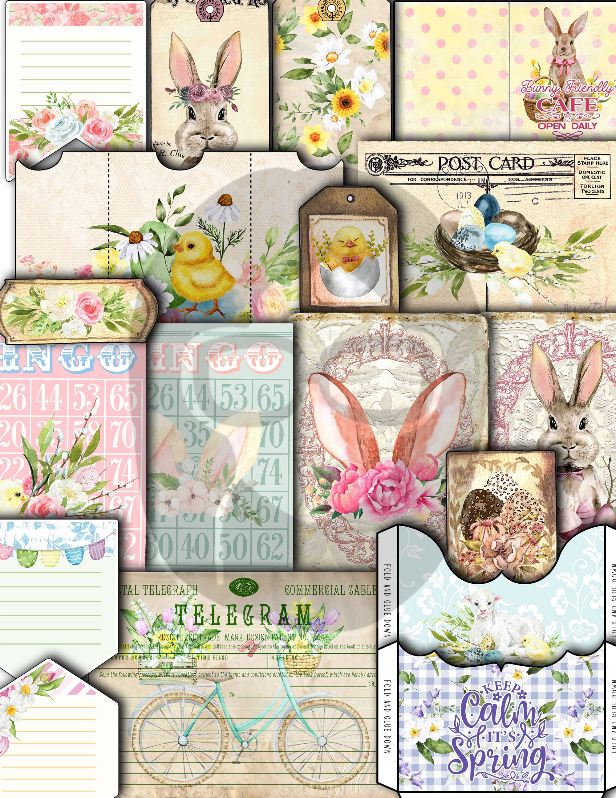 Easter Junk Journal, Spring Journal Kit -40pg Digital Download- Pastel ...