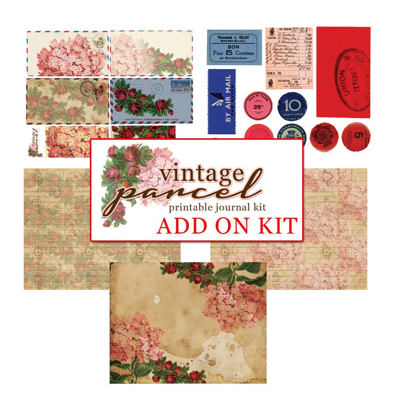 Journaling Kit - AddOn Vintage Parcel - 5 journaling pages - art jour…