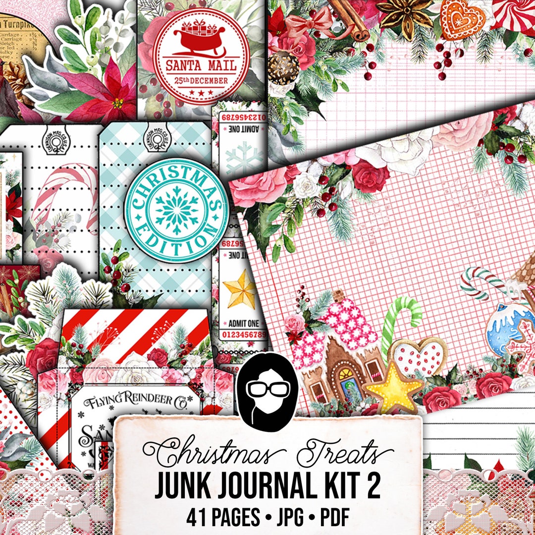 Christmas Junk Journal Kit, Pink Christmas Printable -41pg Digital ...