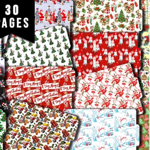 Junk Journal Ephemera, Journaling Folders -30pg Instant Download- Christmas Ephemera, Holiday Cards, Mini File Folder, December Daily Kit