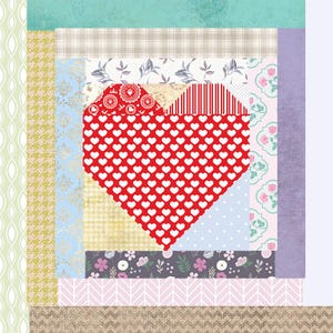 Heart Quilt Pattern, Foundation Paper Piecing Pattern, Scrappy Quilt, Single Block, FPP Pattern, PDF Download, Beginning Quilt, Ink Saver
