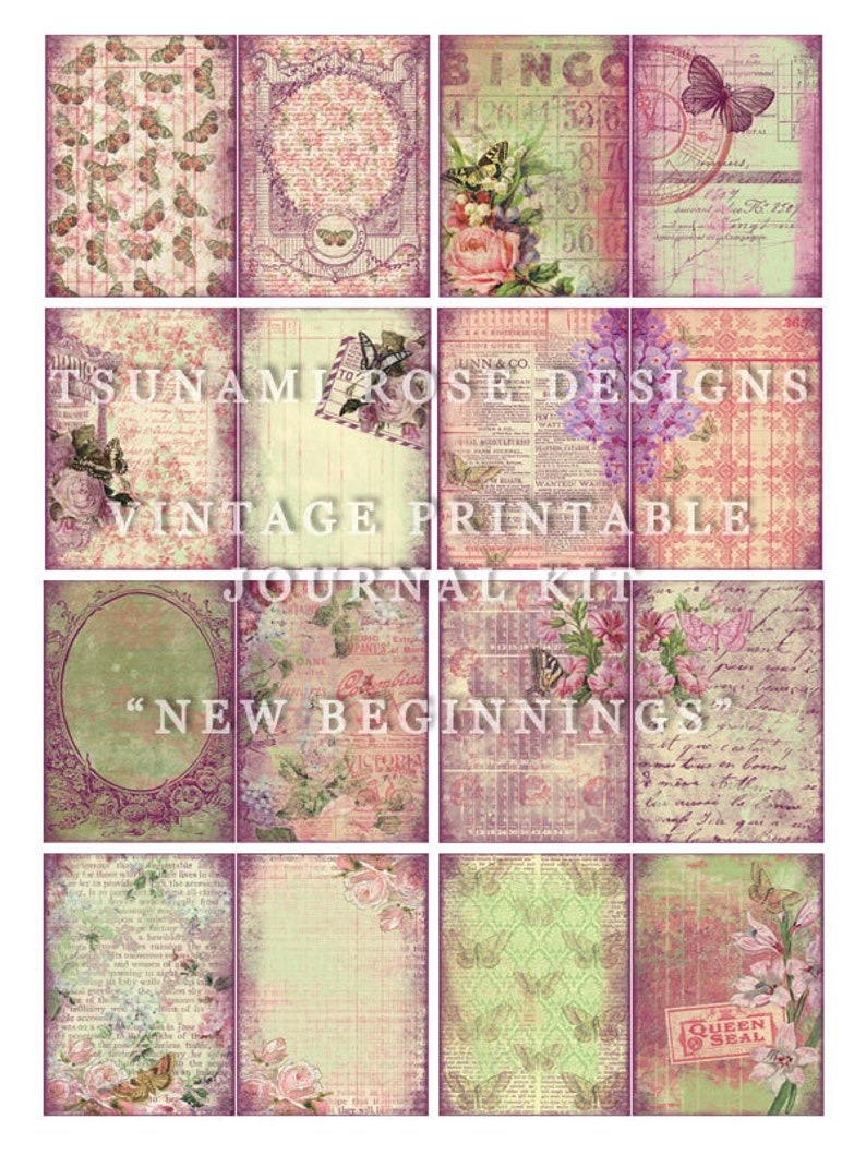 Journaling Pages New Beginnings 27 Journal Pages digital paper packs, grungy digital pages, lined notebook, journal pages image 3