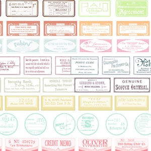 Printable Vintage Labels - Set #4 - 2 Page Instant Download - junk journal kit, ephemera paper pack, printable price labels