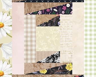 Foundation Paper Piecing Pattern, Scrappy Quilt,FPP Pattern, PDF Download, Beginner Pattern, Foundation Paper Piecing Kit, Scrap Buster