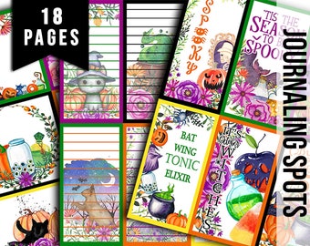 Journaling Spot Printables, Halloween Ephemera -18pg Digital Download- Lined Paper, Halloween Junk Journal Kit, Halloween Digital Papers