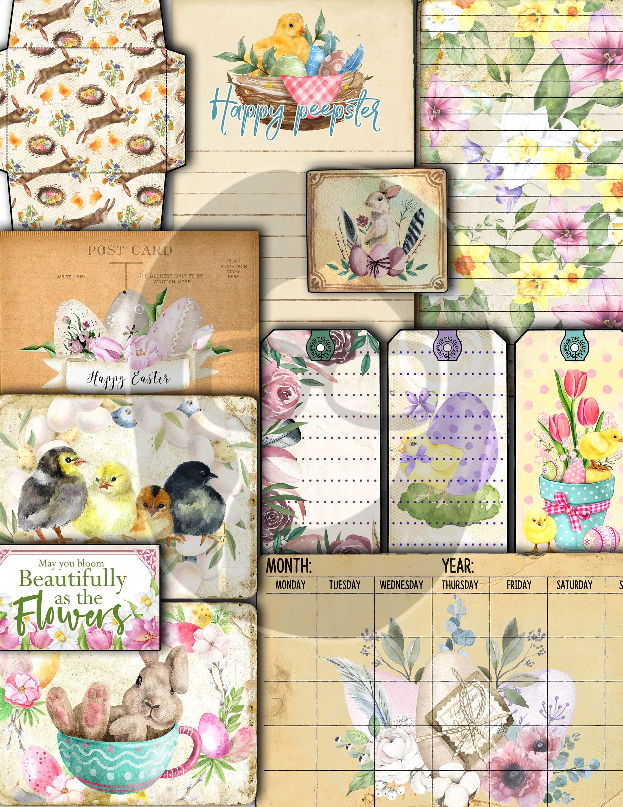 Easter Junk Journal, Spring Journal Kit -40pg Digital Download- Pastel ...