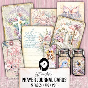 Pastel Journal, Scripture Ephemera -5pg Digital Download- Religious Cards, Prayer Quotes, Bible Verse Cards, Jesus Saves, Faith Printables