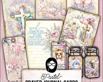 Pastel Journal, Scripture Ephemera -5pg Digital Download- Religious Cards, Prayer Quotes, Bible Verse Cards, Jesus Saves, Faith Printables