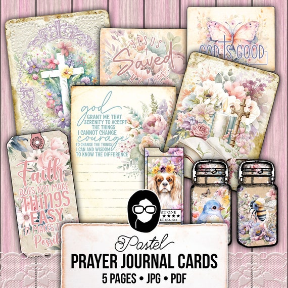 Pastel Journal, Scripture Ephemera -5pg Digital Download- Religious Cards, Prayer Quotes, Bible Verse Cards, Jesus Saves, Faith Printables