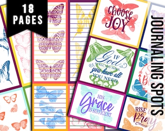 Journaling Spot Printables, Bible Journal Ephemera -18pg Digital Download- Prayer Quotes, Christian Affirmations, Faith Junk Journal Kit