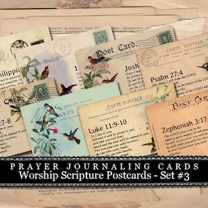 Illustrated Faith - Hummingbird Worship Prayer Journal PostCards #3 - 2 Pg Instant Download - bible journaling kit, printable verses