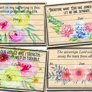 Grief Bible Verse Cards, Scripture Journal Printable -3pg Digital Download- Faith Encouragement, Religious Notecards, Bible Journal Ephemera