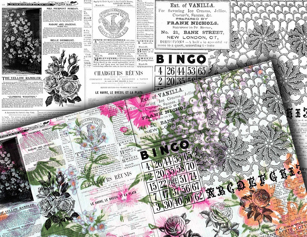 Junk Journal Printable Pages Ephemera Background 20pg - Etsy