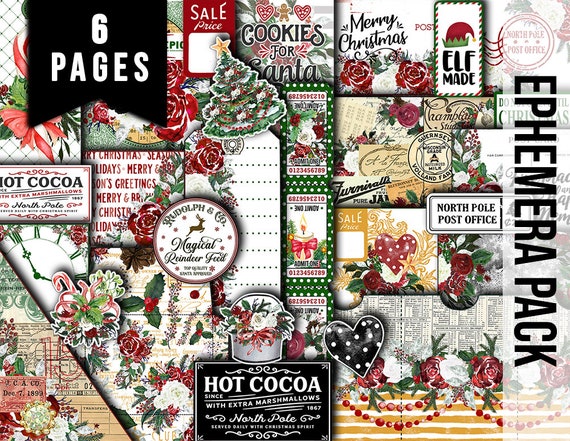 Christmas Printables Ephemera Fussy Cuts 6pg Digital - Etsy