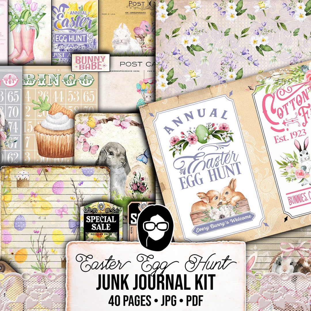 Easter Junk Journal, Spring Journal Kit -40pg Digital Download- Pastel ...