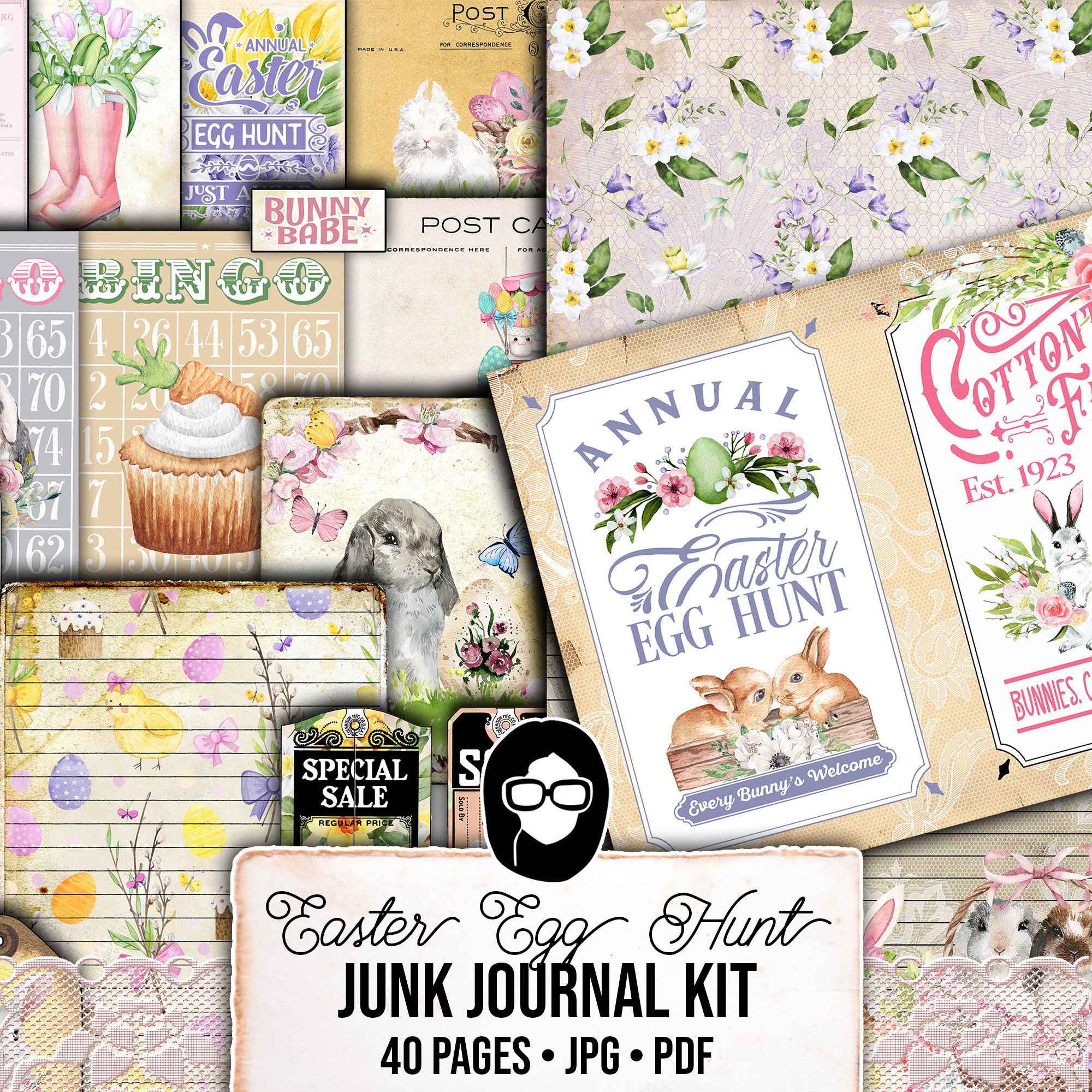 Easter Junk Journal, Spring Journal Kit -40pg Digital Download- Pastel ...