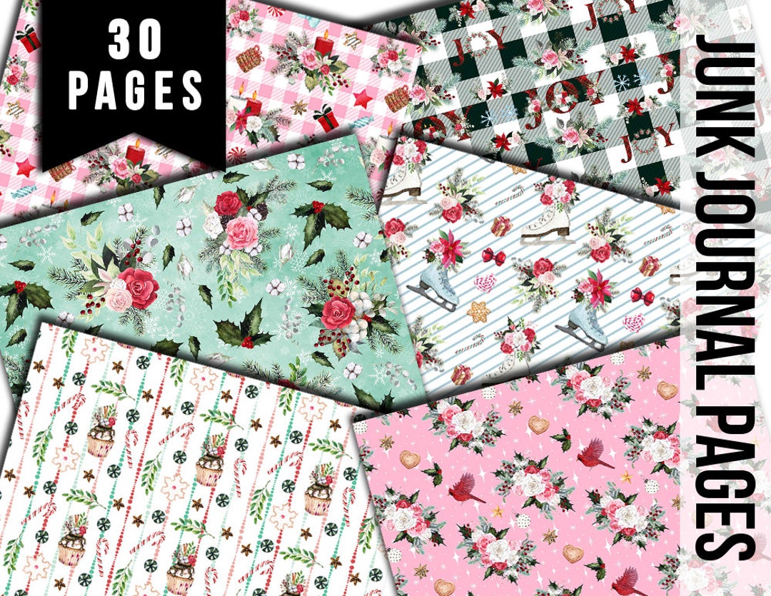 Christmas Junk Journal Pages, Pink Christmas Paper -30pg Digital ...