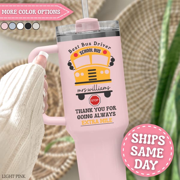 Bus Driver Tumbler Personalized Bus Driver 40oz Tumbler with Handle Custom Bus Driver Gifts for Bus Driver Appreciation Gifts Bus Driver Cup