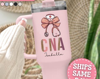 CNA Tumbler Personalized CNA 40oz Tumbler with Handle Custom CNA Gifts for Certified Nursing Assistant Tumbler Cna Appreciation Gift Cna Cup