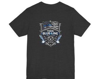 Thin Blue Line Law Enforcement Graphic Tee, Police Support Apparel