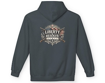 Patriotic Liberty Resolve Hoodie, American Flag Graphic Sweatshirt, USA Apparel