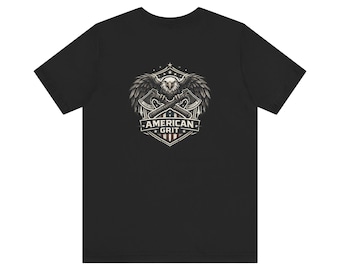 American Grit Eagle Hatchet Graphic T-Shirt, Distressed Vintage USA Patriot Tee