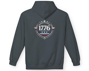 1776 Patriotic Hoodie, American Flag Graphic Sweatshirt, Revolutionary War Apparel