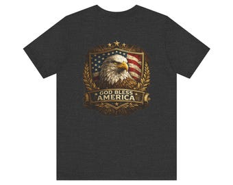 God Bless America Eagle T-Shirt | Patriotic Bald Eagle Tee, American Flag Design
